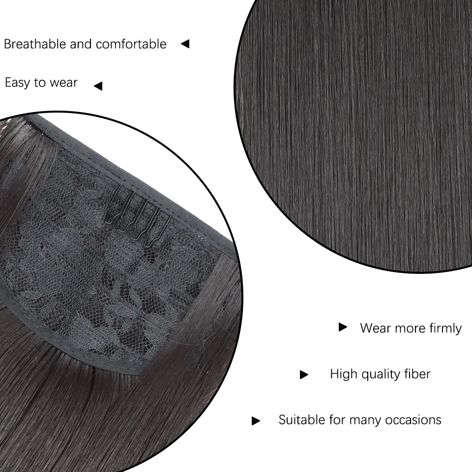 Kunsthaar, 22 Zoll lang, glatt, hitzebeständig, glattes Haar mit Pferdeschwanz, Kunsthaar, Chip-in, natürliches Haarteil, Kopfbedeckung