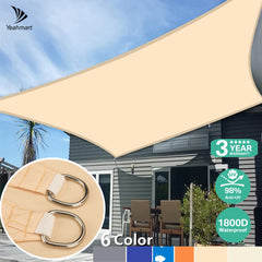 Toldo vela de sombra impermeable de gran tamaño de 5 x 3 m/4 x 3 m, protección solar para exteriores, jardín, patio, piscina, red de sombra para acampar