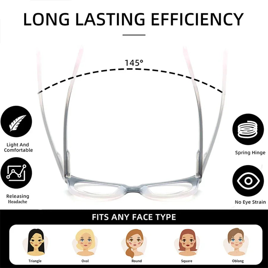 JNPCXI Gafas de moda con forma de ojo de gato y patillas de primavera para mujer, montura transparente, anti-Blu-Ray, gafas retro para hombre, montura óptica, gafas de lectura