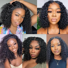 Glueless Wig Human Hair Ready To Wear Deep Wave Frontal Wig Short Curly Bob Wig Human Hair 4x4 13x4 Lace Front Human Hair 180%