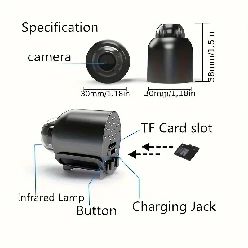 Mini WiFi Camera 1080P HD, Indoor Security Cam with Night Vision, 2-Way Audio, Baby & Pet Monitoring