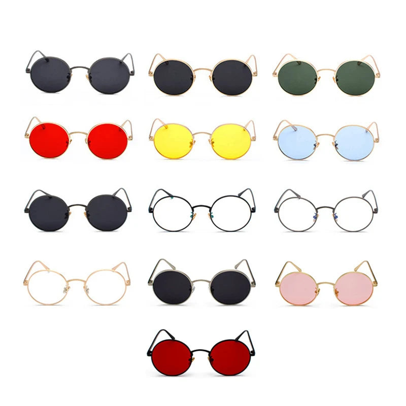 SHAUNA Super Runde Damen Sonnenbrille Markendesigner Mode Herren Dunkelgrüne Gläser UV400