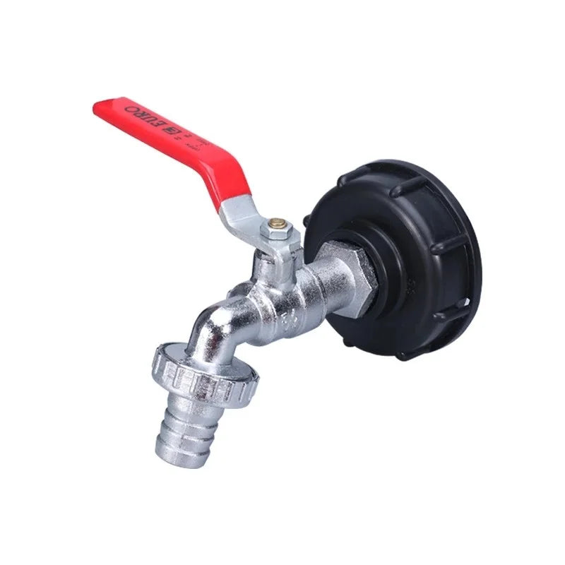 Adaptador de grifo para tanque IBC S60X6, rosca gruesa, grifo de conexión rápida para jardín, grifo de tanque de aleación, accesorio de válvula para tanque IBC de 1000 litros