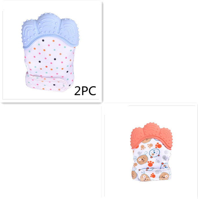 Mordedor para bebé, guantes molares de silicona antimordeduras, juguetes con sonido para niños