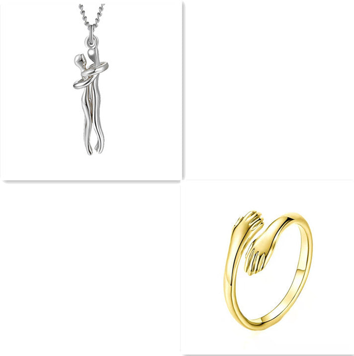 Liebe Umarmung Halskette Unisex Männer Frauen Paar Schmuck einfaches Temperament Schlüsselbein Kette Valentinstag Liebhaber Geschenk 