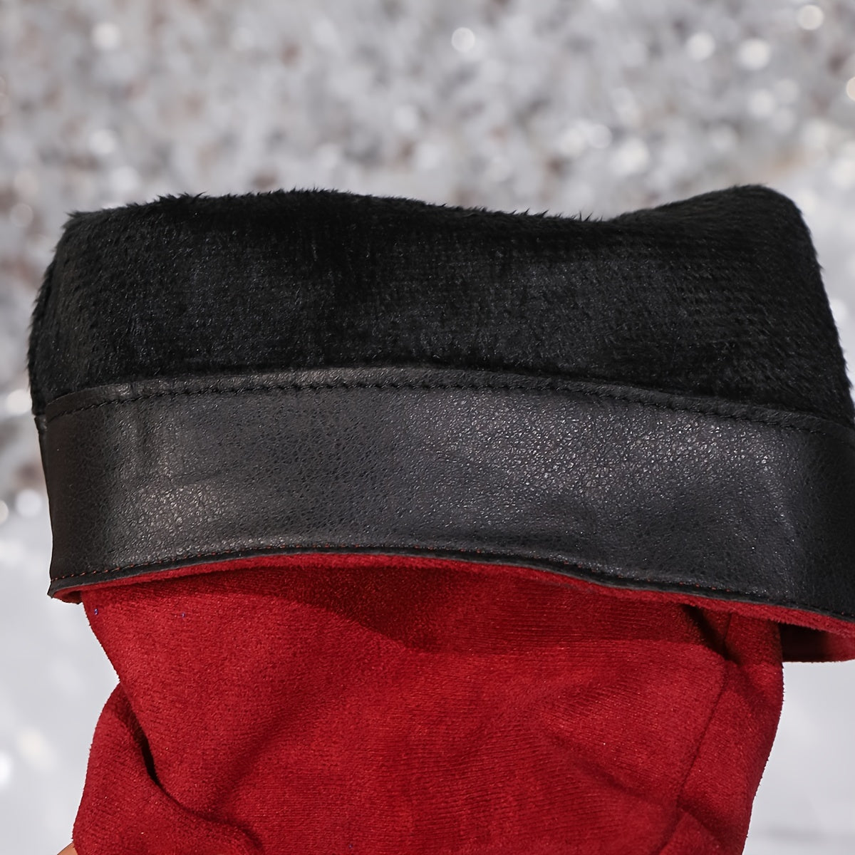 Women's Solid Color Trendy Boots, Buckle Belt Pull On Chunky Heel High Knee Boots, Winter Round Toe Slouchy Boots