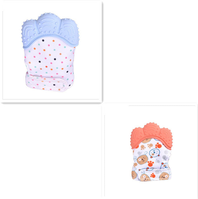 Mordedor para bebé, guantes molares de silicona antimordeduras, juguetes con sonido para niños