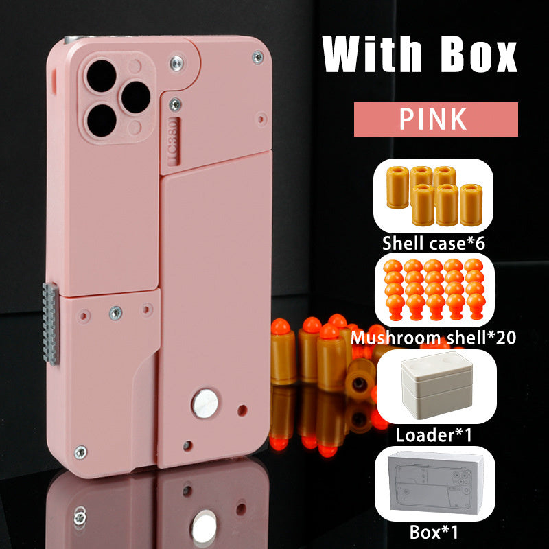 Klapppistole, Kugel, automatisches Wurfspielzeug, kreatives weiches Kugelspielzeug, Handy-Aussehen, Pistole, interaktives Outdoor-Geschenk für Kinder