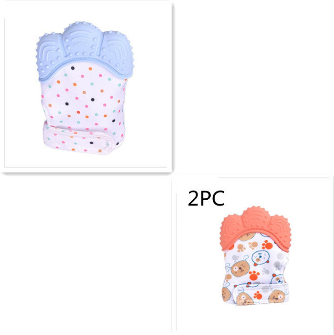 Mordedor para bebé, guantes molares de silicona antimordeduras, juguetes con sonido para niños