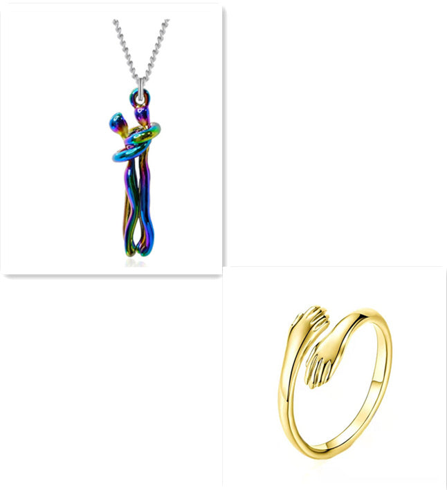 Liebe Umarmung Halskette Unisex Männer Frauen Paar Schmuck einfaches Temperament Schlüsselbein Kette Valentinstag Liebhaber Geschenk 