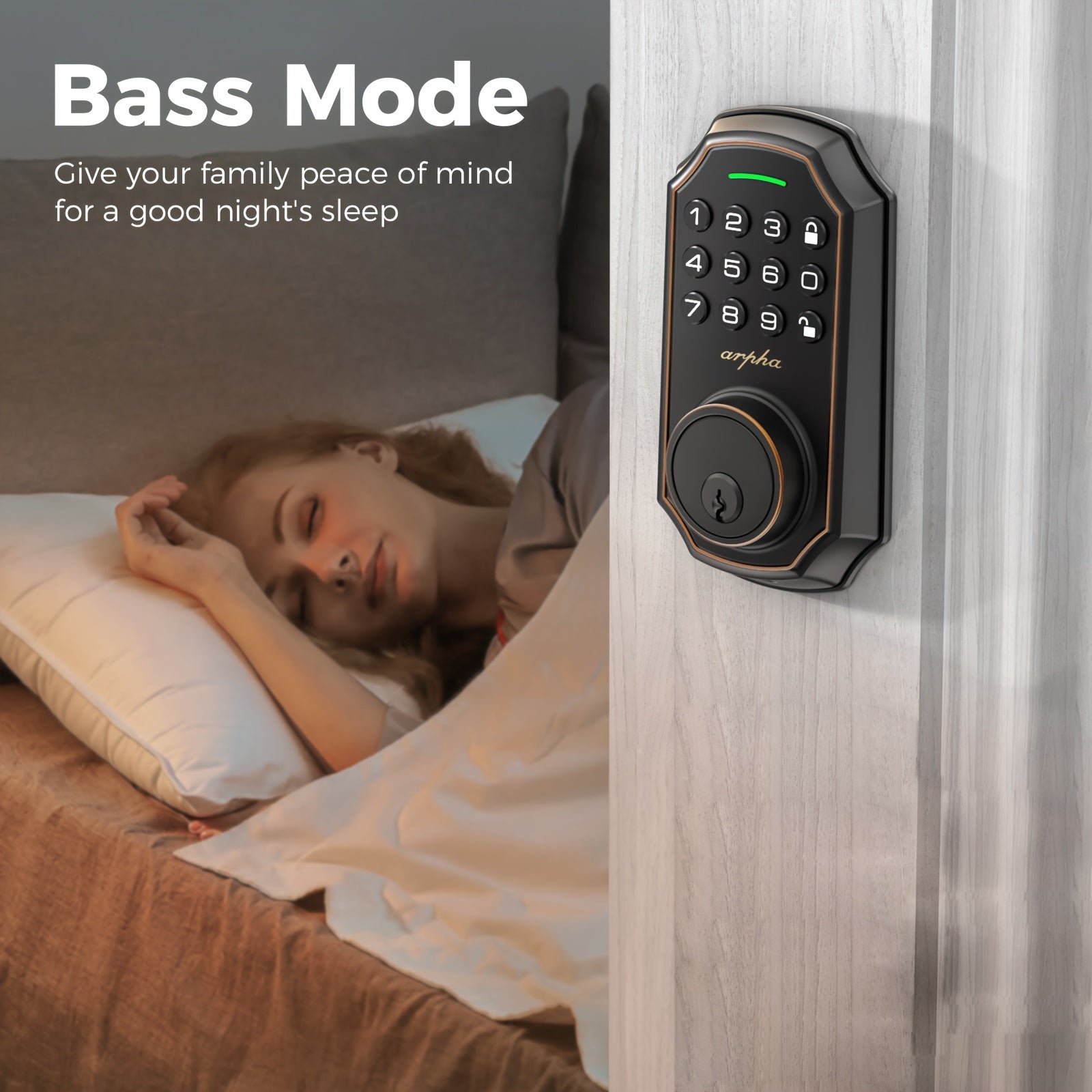 Keypad Door Lock - Keyless Entry Door Lock  - Arpha Front Door Lock Set with 2 Door Knobs -100 Code Smart Deadbolt Lock - Anti-Peeking Password - Auto Lock Easy to Install