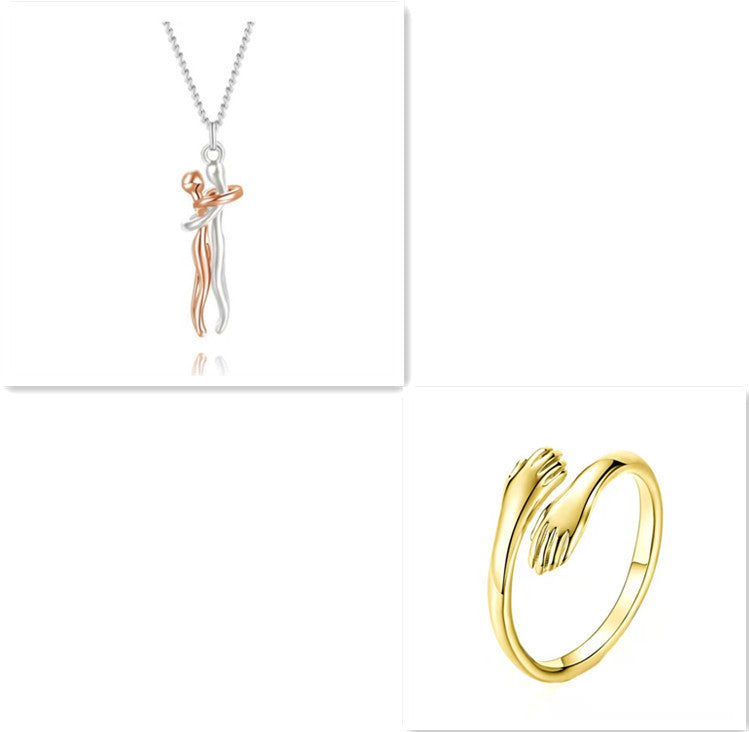Liebe Umarmung Halskette Unisex Männer Frauen Paar Schmuck einfaches Temperament Schlüsselbein Kette Valentinstag Liebhaber Geschenk 