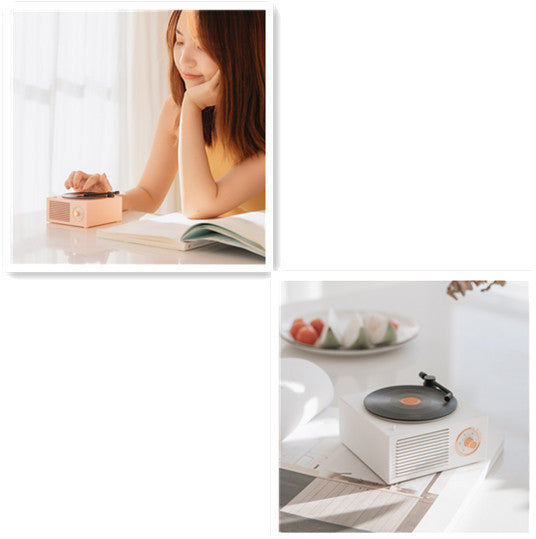 Mini altavoz portátil inalámbrico con Bluetooth y fonógrafo retro 